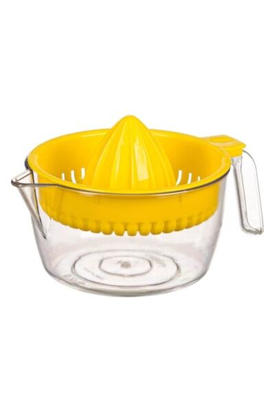 SHOPIENS Citrus Juicer with Transparent Plastic Container, Yellow Handle, 600 ml