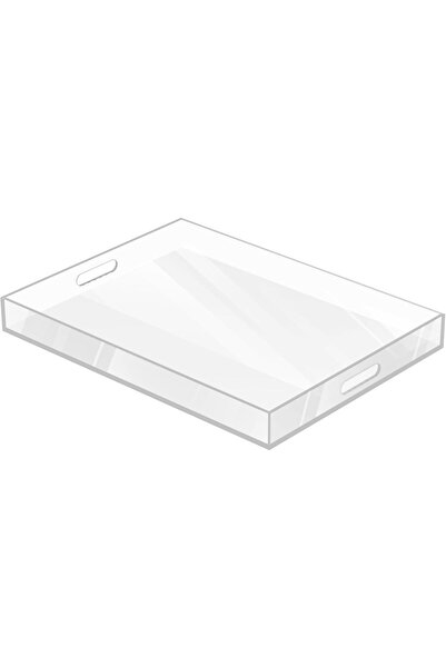 Slasa صينية تقديم أكريليك شفافة بمقابض - صينية مستطيلة مزخرفة 45.7 × 35.6 × 5...