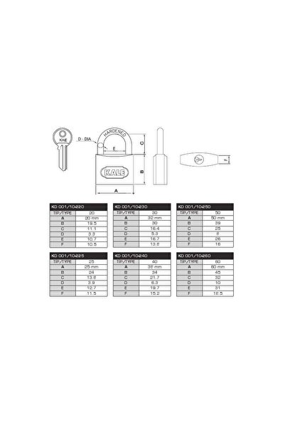BulutRetail Kale 25 mm Yellow Brass Padlock Kd-001/10-225