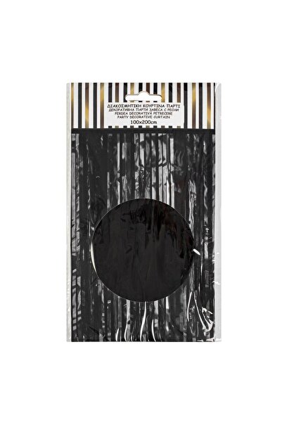 OEM Μαύρη Διακοσμητική Κουρτίνα με Κρόσσια από Αλουμινόχαρτο για Πάρτι 1x2μ