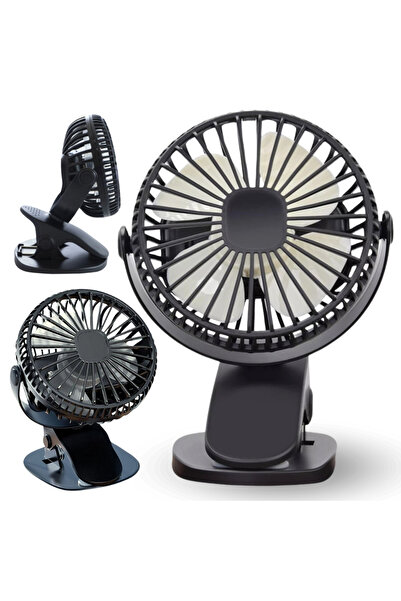 Other Ventilator cu clips, mini ventilator, încărcare USB, mobil, negru, desktop