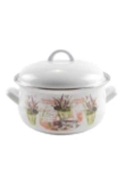 Perfect Home Lavender enamel pot and glass lid 2.4L