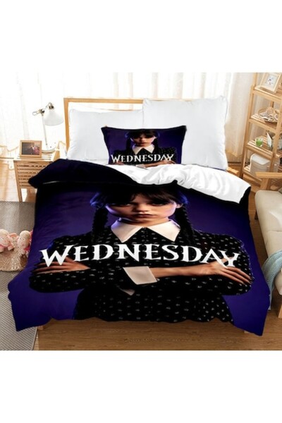 VERSAGO Wednesday Addams Kids Bedding Set, 2-piece – Cotton, 140x200 cm (duvet cover + pillowcase)