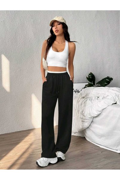 modlux 2-Pack Women's Black Gray Baggy Oversized Size Sportswear High Quality Loose Fit Flexible Comfortable Fabric Sweatpants