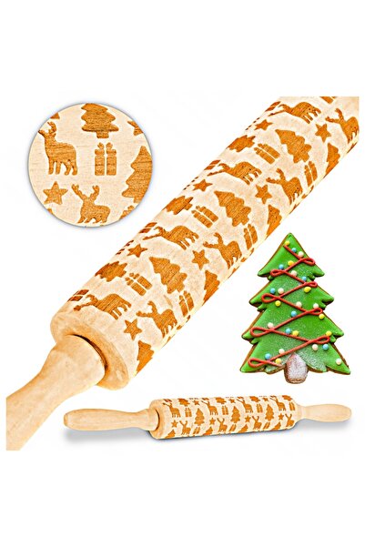 Other Sucitor din lemn cu structură gravată și temă de Crăciun pentru fursecu...