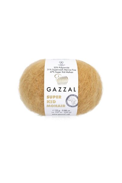 Gazzal Super Kid Mohair 25 gr 200 mt %70 Kid Moher %30 İpek İnce Örgü İpi-644...