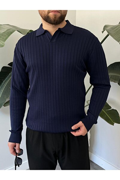 HAWKKİNG Men's Oversize Polo Neck Knit Sweater