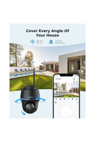 ReoLink Cameră de supraveghere exterioară cu panou solar, 5MP, rotație 355°/140°, WiFi 2.4/5GHz