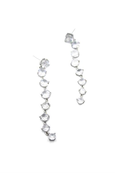 Mestore حلق مرصع بحجر الزركون - فضي