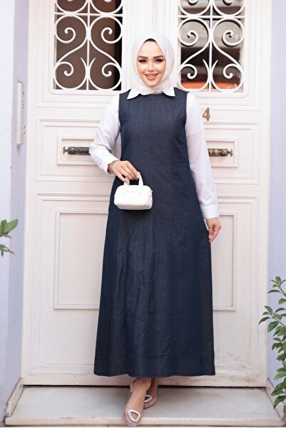 N.S NEVA STYLE Denim Navy Blue Hijab Gilet Dress 24121L