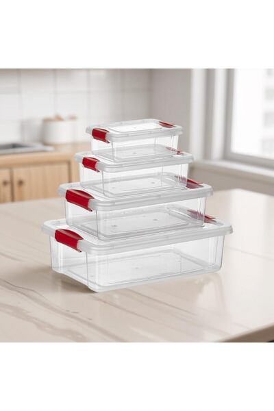 ORGANİZERS 4 LÜ PLASTİK KİLİTLİ SAKLAMA KABI