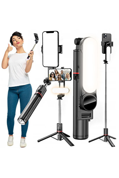 Other Stick selfie cu trepied, lampă, 360°, USB + telecomandă pentru telefon