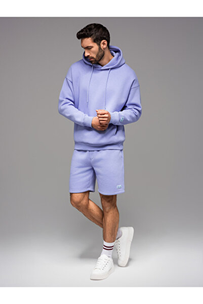 OMBRE UNISEX sweatshirt set for couples hoodie + athleisure style shorts - lavender V9 Z110