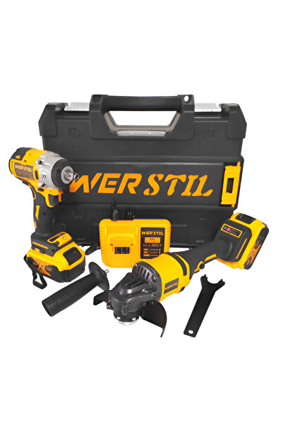 TodayShop Werstil Tool Set, Impact 320 Nm and Angle Grinder, 2 Batteries, 36V...
