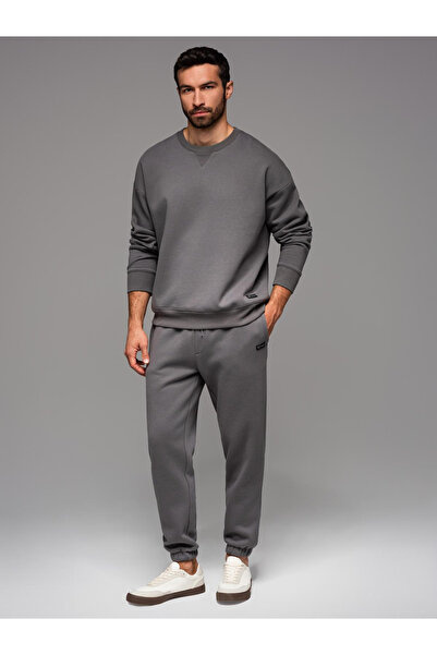 OMBRE UNISEX couples tracksuit set in athleisure style with pants and sweatshirt - grey V18 Z109
