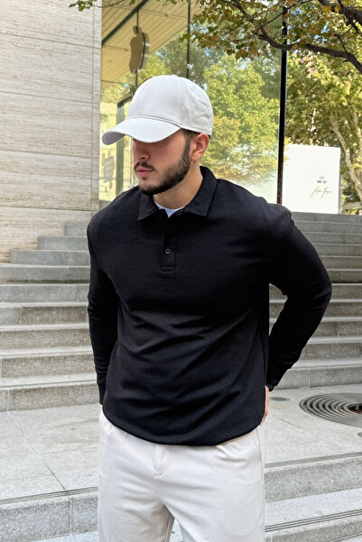 Livio Ferri Pánské tričko Cali Regular Fit Polo s dlouhým rukávem a límečkem