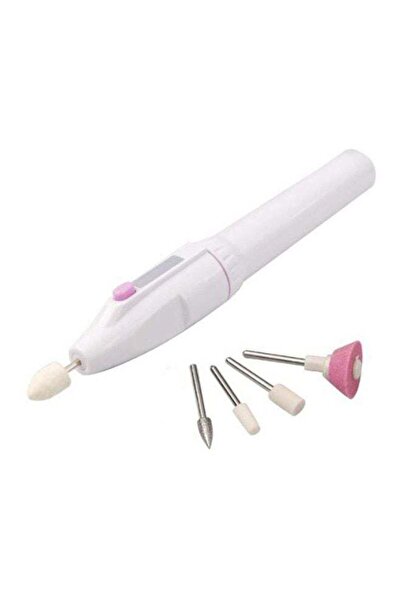LOHOME طقم مثقاب كهربائي لفن الأظافر مكون من 5 قطع، أبيض/فضي