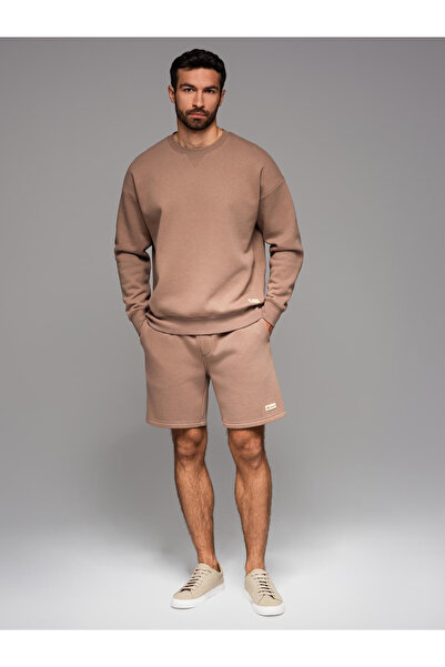 OMBRE UNISEX sweatshirt + shorts set for couples - brown V16 Z108