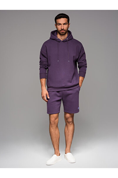 OMBRE UNISEX sweatshirt set for couples hoodie + athleisure style shorts - purple V13 Z110