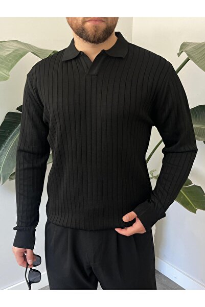 HAWKKİNG Men's Oversize Polo Neck Knit Sweater