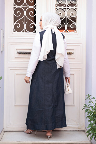 N.S NEVA STYLE Denim Navy Blue Hijab Gilet Dress 24121L