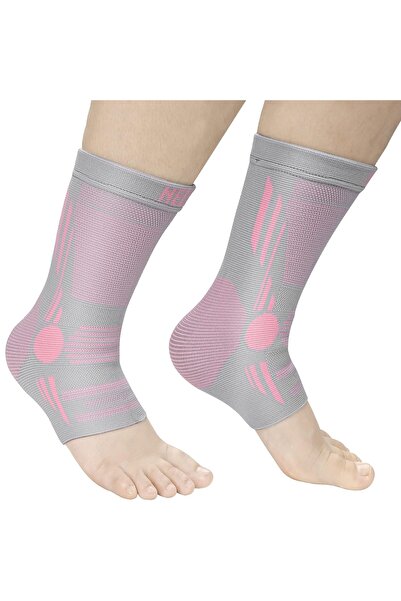 Neenca Set de 2 compresii pentru glezne, textil, gri/roz, mărimea S