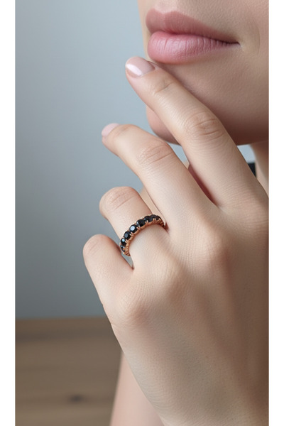 viantojewellery 925 Ayar Gümüş Rose Gold Tamtur Kadın Yüzük