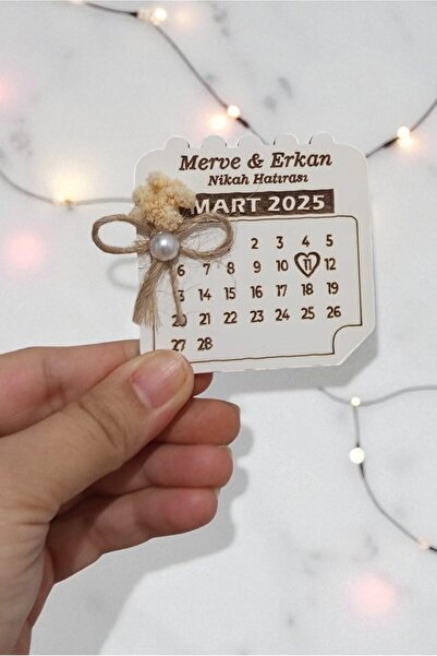 ereltasarım 20 Adet Takvim Ahşap Magnet Söz Nişan Kına Nikah Hediyelik Organi...