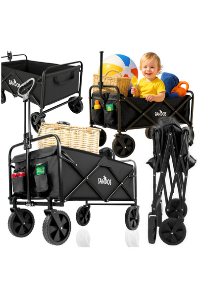 Other Cărucior pliabil Sunshine Black, rulotă pentru plajă, 100 kg