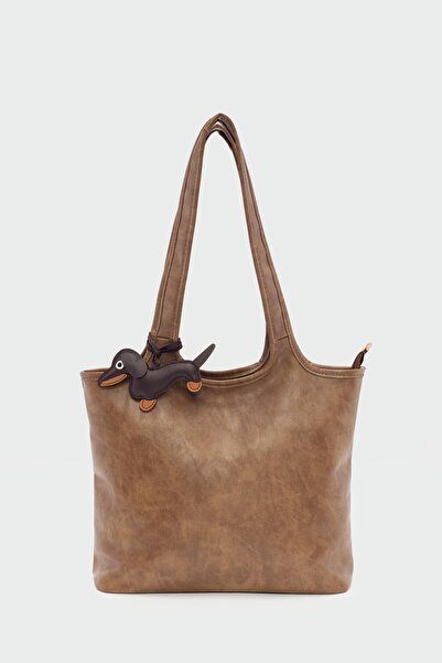 Shule Bags Cause Charmlı Omuz Çanta Vizon