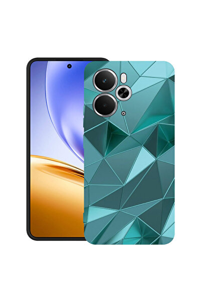 bestcase Carcasă ultra subțire TPU pentru Realme 14 5G, cu design verde mozai...