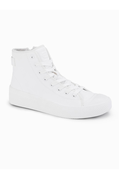 OMBRE Men's high-top sneakers with zipper for easy on - white V2 OM-FOTH-0184 42