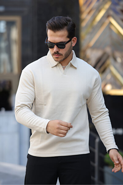 BY İMPALA MODA Men's Double Face Fabric Polo Neck Oversize Sweatshirt