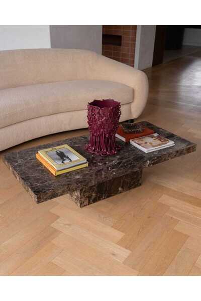 Sümeyra Marble Art Dark Emprador Mermer Orta Sehpa - 60*110 cm