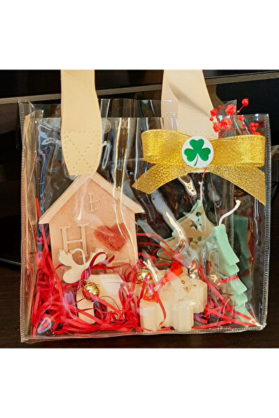 ArtINA esmaraldchic Set 5 lumanari parfumate speciale pentru Craciun in gentuta, handmade pictate, decorate