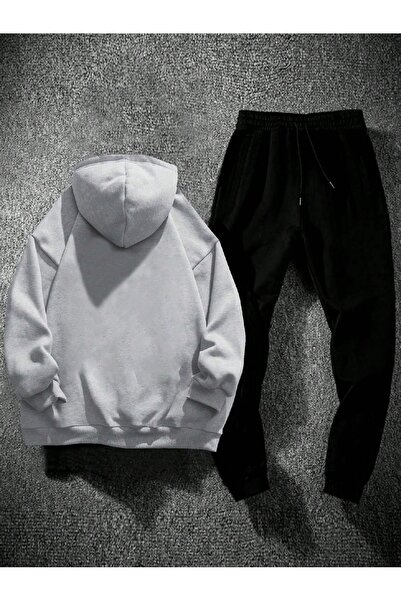 PAVRO Tracksuit Set Sweatshirt Jogger - Oversize Hooded with Black Print