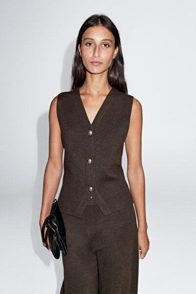 Massimo Dutti Dore düğmeli triko süveter