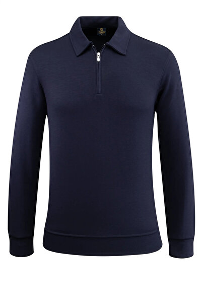 Çizgi Triko Чоловічий поло з коміром на блискавці, однотонний, класичний крій - 5230F