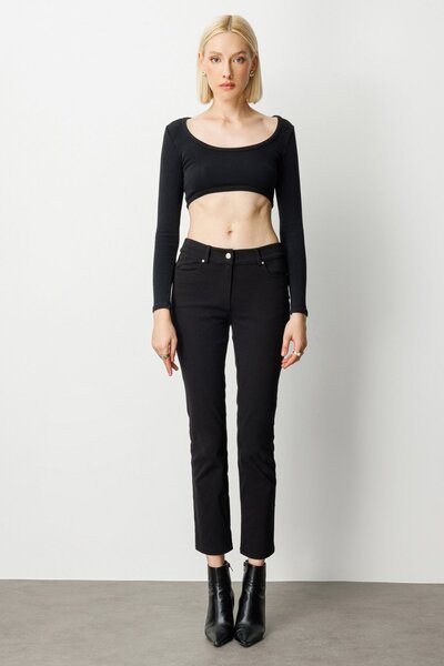 Ekol üksek Bel Dar Paça Pantolon 1061-26k Siyah