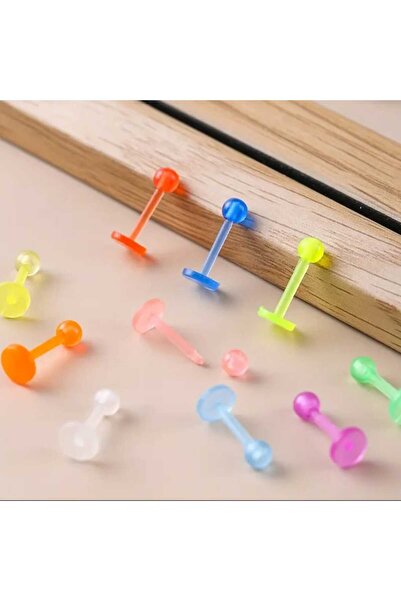 AyShope Unisex Şeffaf Labret, Tragus, Helix, Kıkırdak Bioplast Piercing 1 Adet