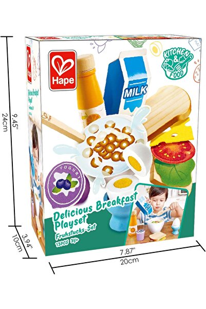 Hape مجموعة ألعاب إفطار خشبية لذيذة | تظاهر باللعب مع ملعقة لعبة | مطبخ خشبي ...