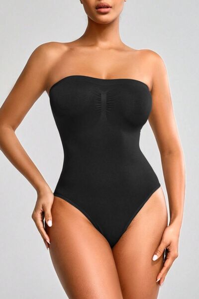 MİSTİRİK Fossini Model Tightening Knitted Fabric Snap Fastener Strapless Corset Black Color