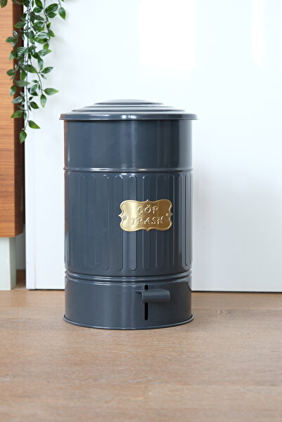 Yıldıray Metal Metal Kapaklı Galvaniz Pedallı Çöp Kovası 16 lt