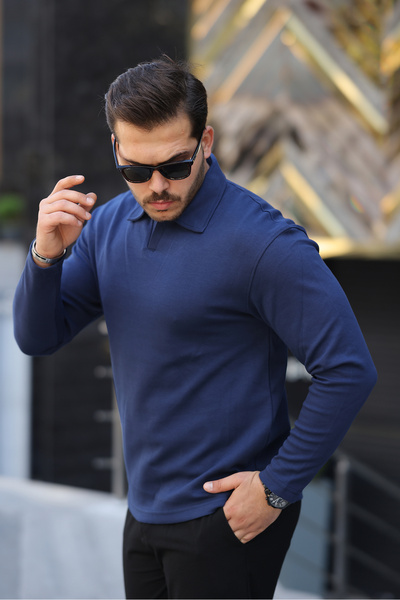 BY İMPALA MODA Чоловічий двосторонній светр з поло-комірцем Oversize Sweat