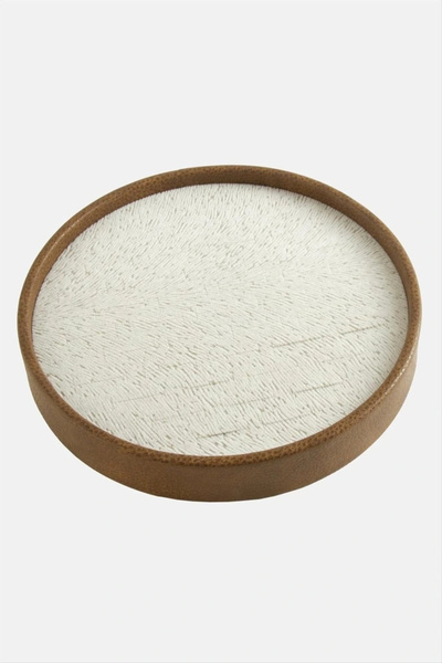 MeGass Dekor Cylinder Model Leather Fabric Brown Color 20/20 cm Pressed Ring Tray