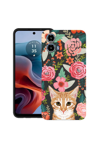 bestcase Carcasă ultra subțire TPU pentru Motorola Moto G45, pisică și flori,...