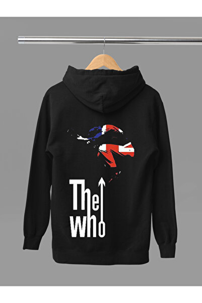 MAGORS Hanorac rock cu glugă, cu mânecă lungă, din bumbac, cu imprimeu THE WHO, cu 3 fire