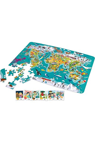 Hape لعبة ألغاز ومغامرات حول العالم | لعبة ألغاز ومغامرات 2 في 1، 100 قطعة، أ...