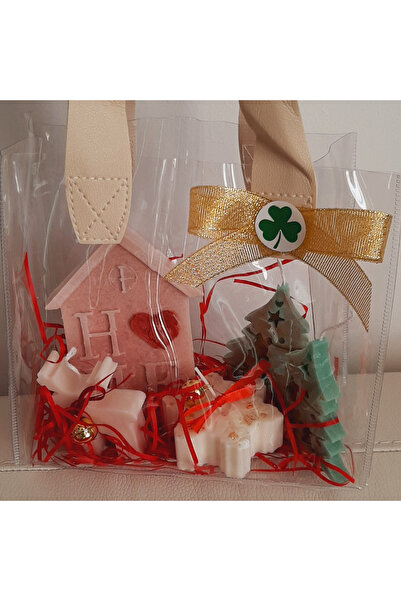 ArtINA esmaraldchic Set 5 lumanari parfumate speciale pentru Craciun in gentuta, handmade pictate, decorate