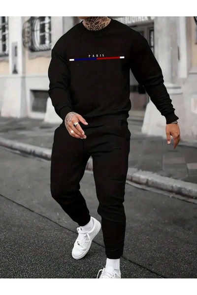 PAVRO Set de trening Swea tricou Jogger - supradimensionat cu căptușeală din ...